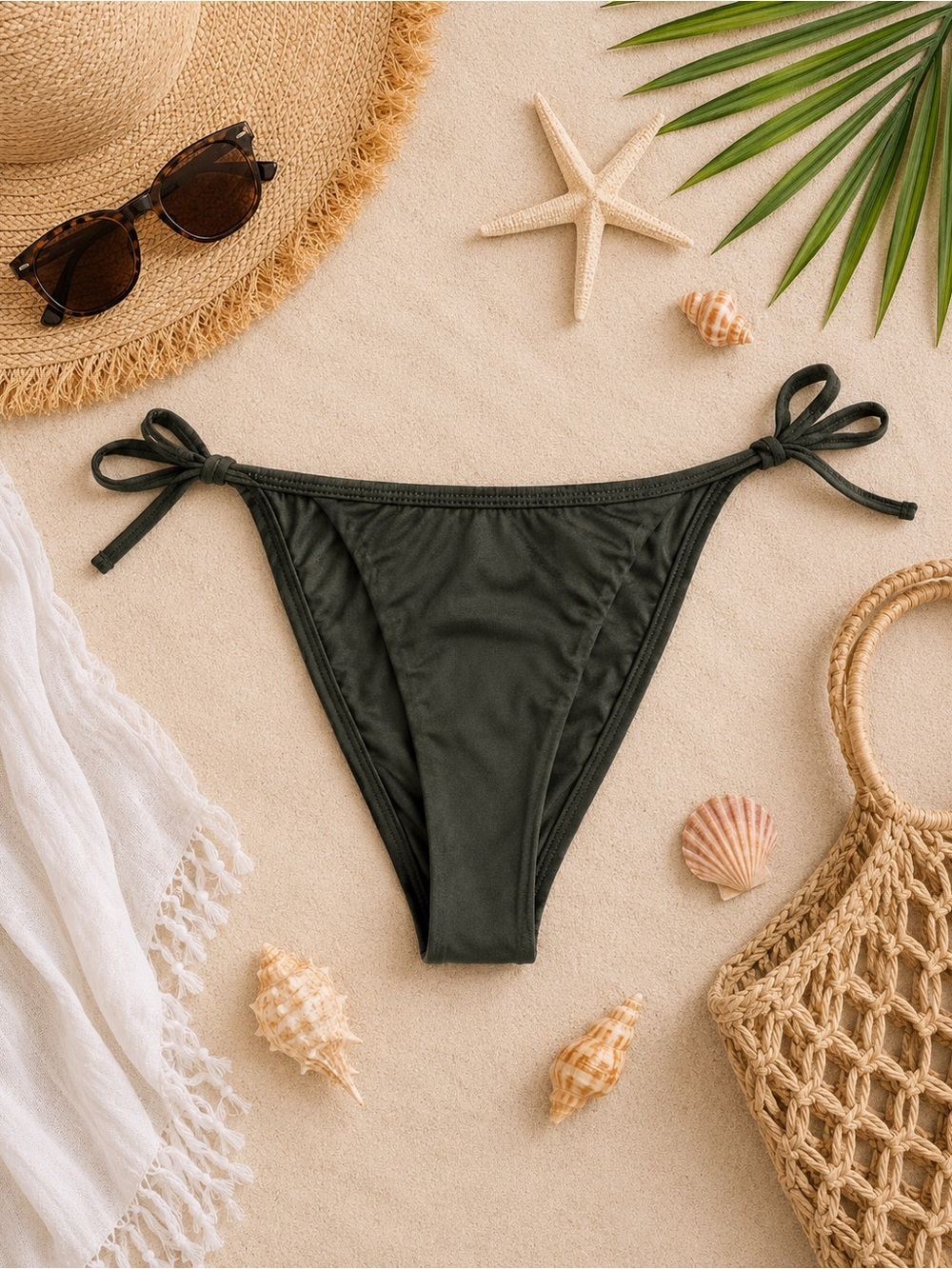 NWT Good American Perfect Fit Tanga Bikini Bottom Dark Green Size 2/Medium